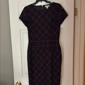 Brooks Brothers Navy  and Red Sheath Midi Dress size 8